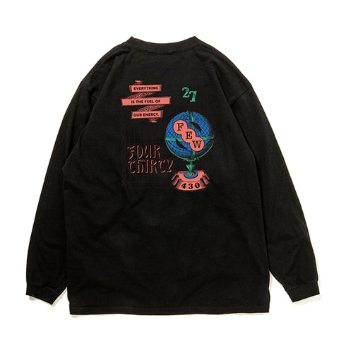 430 fourthirty/PF GLOBE MAP L/S TEE フォーサーティー/ポップ グローブ マップ ロングスリーブ Tシャツ